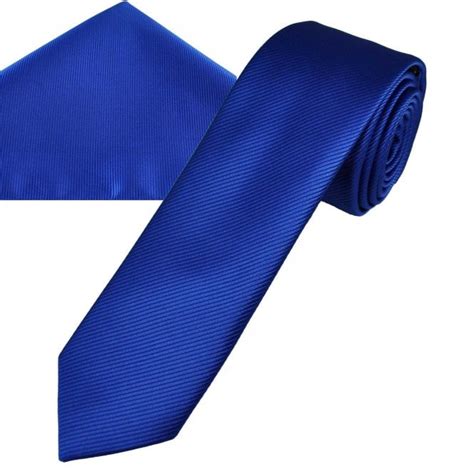 Plain Dark Royal Blue Ribbed Men S Skinny Tie Pocket Square