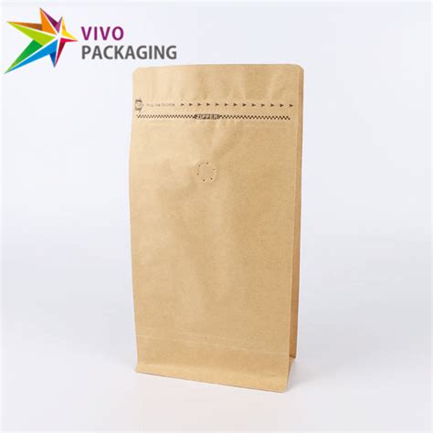 1kg White Paper Flat Bottom Coffee Bag With Valve Pull Tab Zipper