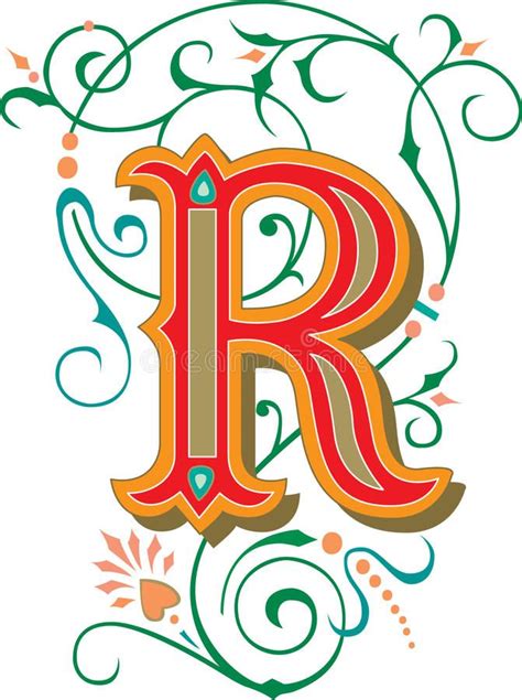 Ornamento bonito letra R ilustração stock Alphabet letters design