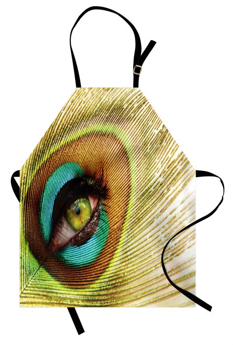 Peacock Apron Woman Looking Through Peacock Feather Eye Creative