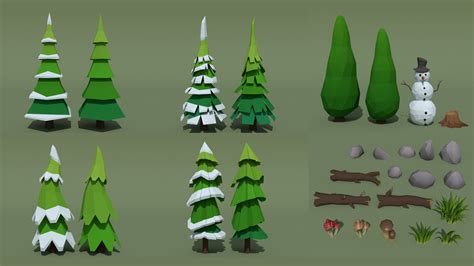 Artstation Lowpoly Forest Pack Game Assets