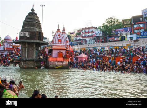 Bathing Ghat Scene At Har Ki Pauri Haridwar Uttarakhand India Stock