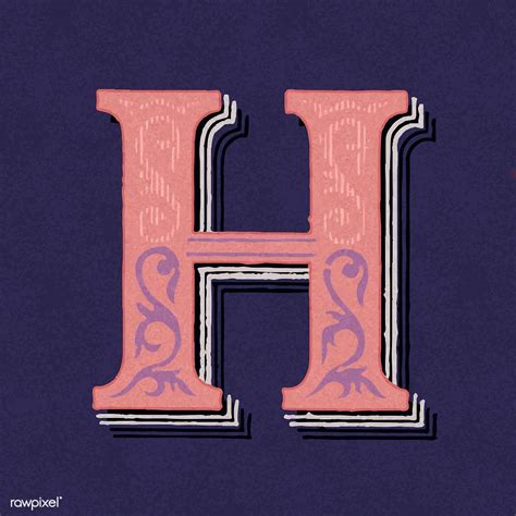 Capital Letter H Vintage Typography Style Free Image By Rawpixel