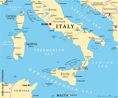 Southern Italy Known As Meridione Or Mezzogiorno Political Map