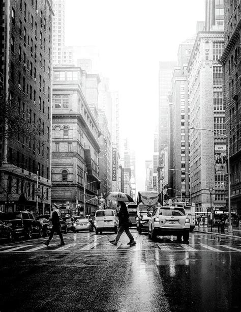 Wet Streets Of New York City Black and White Painting by Christopher ...