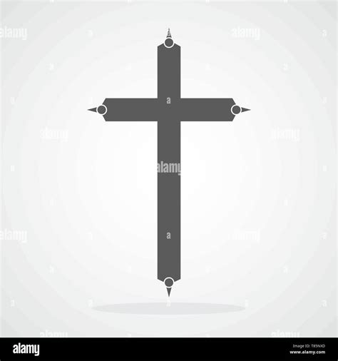 Icono De Cruz Cristiana Gris En Un Diseño Plano Ilustración Vectorial