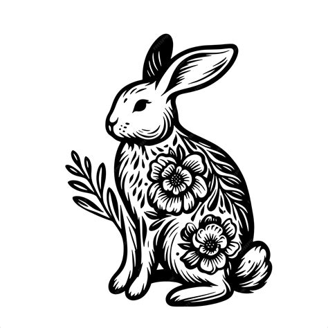 Premium Vector Floral Rabbit Svg