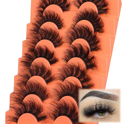 Wtvane Fluffy Wispy Faux Mink False Eyelashes 18mm 20mm Pack Of 7 Styles Dramatic Thick