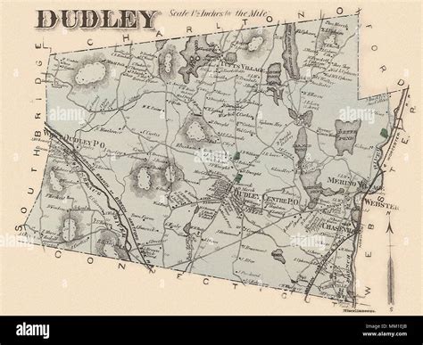 Map of West Dudley in Town of Dudley. 1870 Stock Photo - Alamy