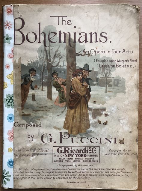 The Bohemians: An Opera In Four Acts by Gi. Puccini: Good Paperback