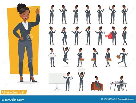 Businesswoman Working Character Design Set Vector Design No2 Stock