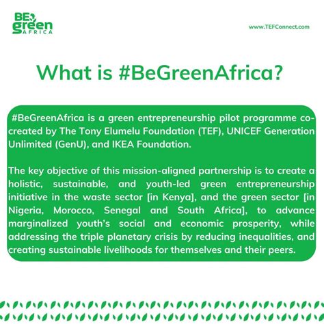 UNICEF IKEA Foundation Tony Elumelu Foundation Be Green Africa 2023 For