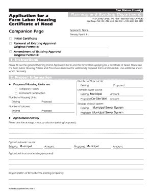 Fillable Online Planning Smcgov PdfApplication For A Farm Labor Housing