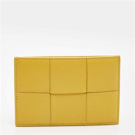 Bottega Veneta Yellow Intrecciato Leather Cassette Card Holder Bottega Veneta The Luxury Closet