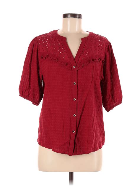 Knox Rose Burgundy Short Sleeve Blouse Size M 26 Off Thredup