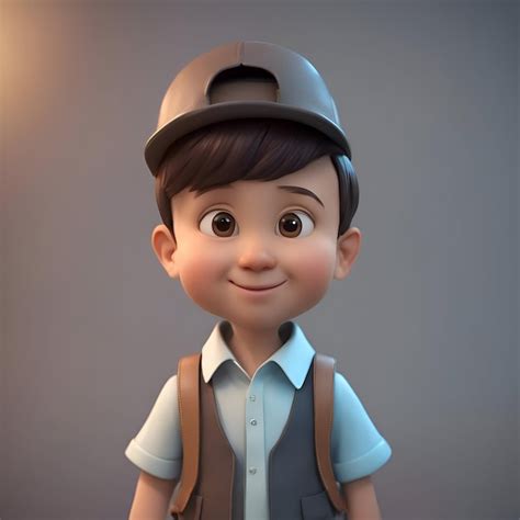 Renderização 3D de um menino vestindo um chapéu de piloto Foto Grátis