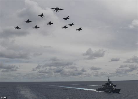 Two Us Navy Aircraft Carriers Conduct Exercises In The South China Sea Daily Mail Online