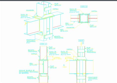 Unión De Pilar Y Viga De Acero En Autocad Cad 6974 Kb Bibliocad