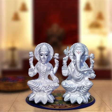 Hollow Silver Laxmi Ganesh Statue At Piece Silver Idol