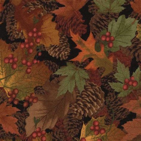 Autumn Fall Leaves Flannel Fabric Yardage Timeless Treasures