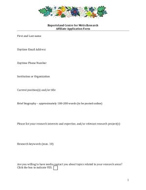 Fillable Online Rupertsland Centre For Mtis Research Affiliate