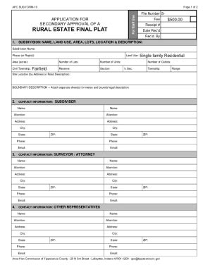 Fillable Online Application For Secondary Approval Of A Rural Estate