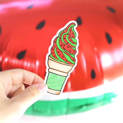 Watermelon Ice Cream Vinyl Sticker Etsy