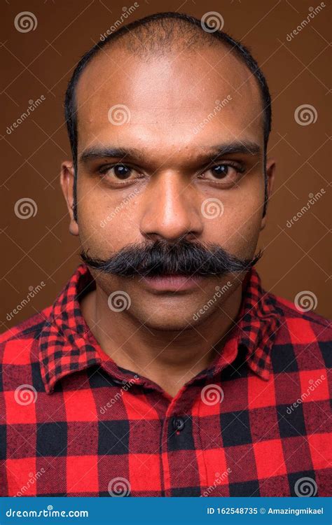 Face Of Indian Hipster Man With Mustache Stock Image Image Of Adult Closeup 162548735