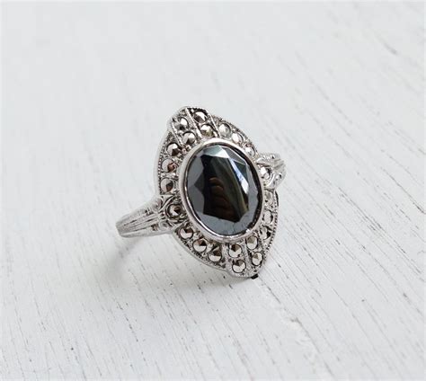 Vintage Art Deco Style Sterling Silver Ring Marcasite