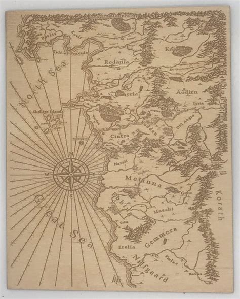 Engraved Map Of Middle Earth From Jrr Tolkien S Lord Of The Rings