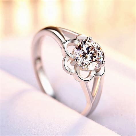 Flowers Finger College Ring Female Ring For Girls Women Silver Couple