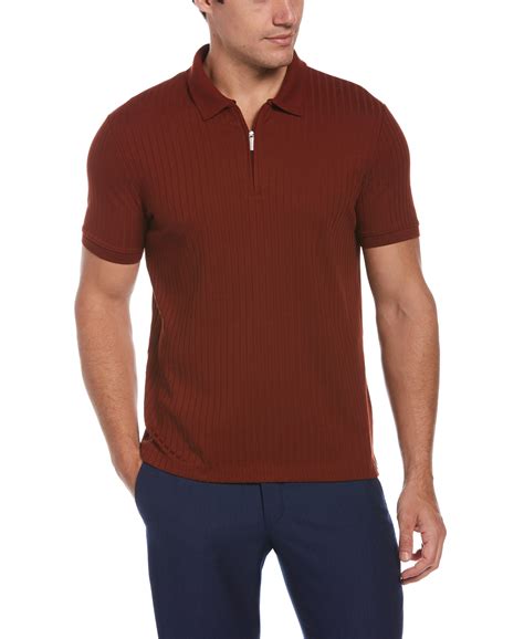 Quarter Zip Ribbed Polo Perry Ellis