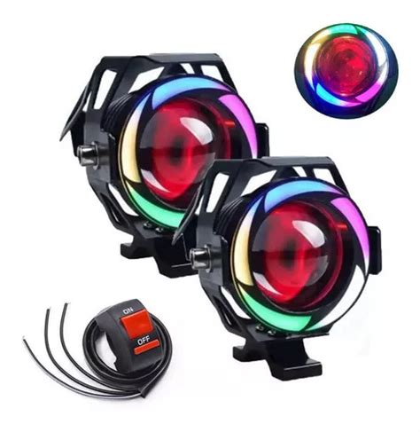 Faros Lupa Led Moto Rgb Ojo Ngel Ojo De Demonio Estrobo U Meses Sin