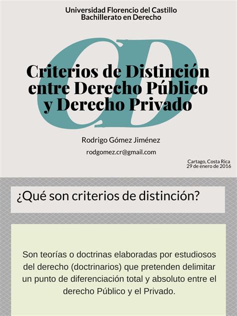 Criterios De Distinción Entre Derecho Público Y Derecho Privado Ley