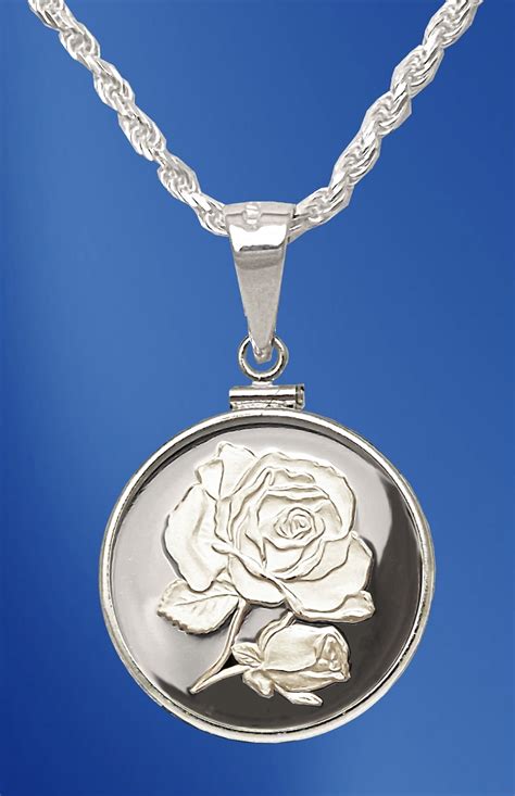 Sterling Silver Rose Medallion Necklace NCM5 R5 18DC5 NCM5 R