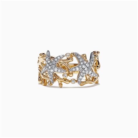 Effy Seaside 14k Two Tone Gold Diamond Starfish Ring 026 Tcw