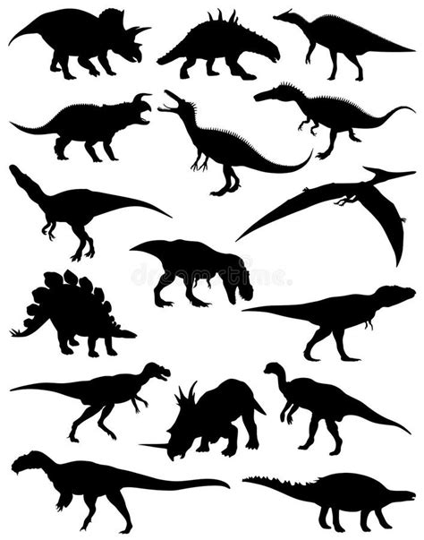 Collection Of Silhouettes Of Dinosaurs Vector Collection Of Dinosaurs