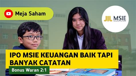 Ipo Msie Multisarana Intan Eduka Banyak Catatan Youtube