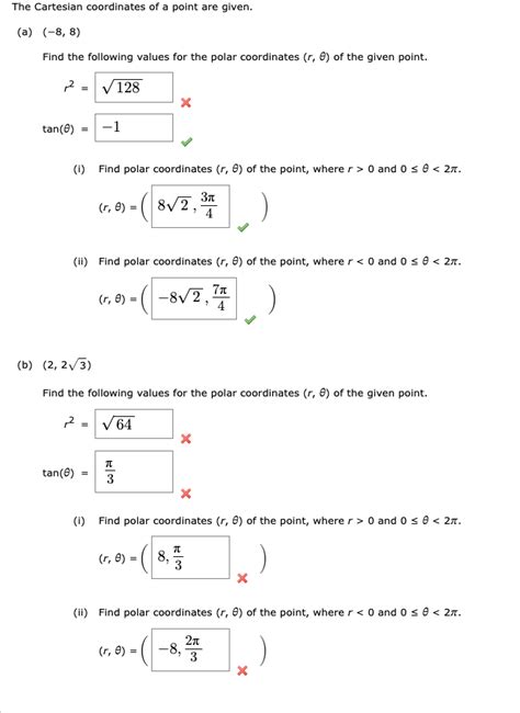 Solved The Cartesian Coordinates Of A Point Are Given A