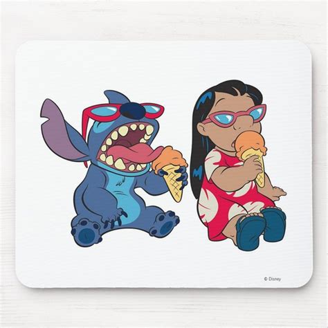 Lilo And Stitchs Lilo And Stitch Eating Ice Cream Mouse Pad Zazzle