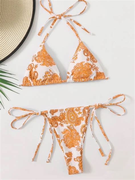 Bikini Naranja Floreado Shein Resikla Resikla