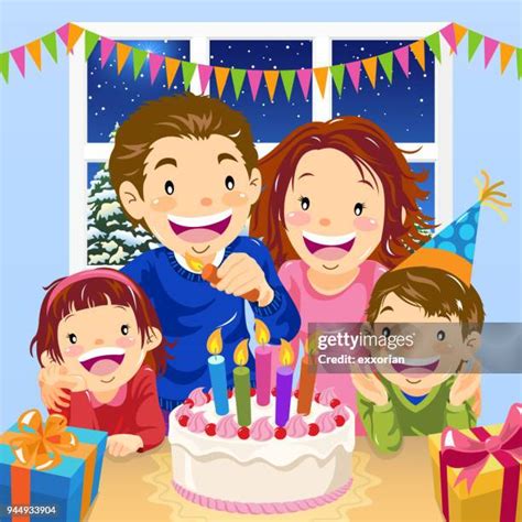 family happy birthday cartoon stock  high res pictures
