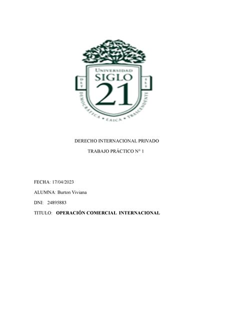 Derecho Internacional Privado TP1 DERECHO INTERNACIONAL PRIVADO