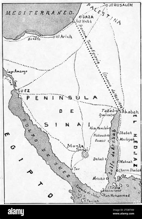 04/30/1906. Sketch of the Sinai Peninsula. Location of the current ...