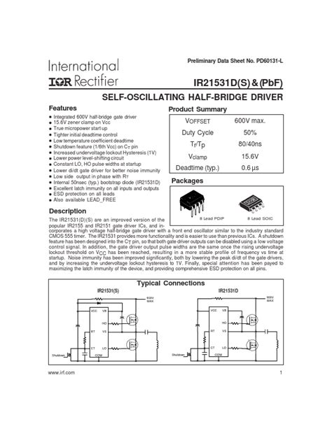 Ir Spbf Driver Datasheet Distributor Stock And Price