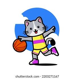 Happy Cute Cat Playing Basketball Stock Vector (Royalty Free) 2203271167 | Shutterstock