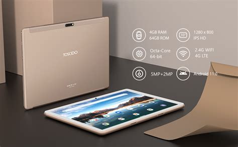 Toscido Tablette Tactile Pouces Android Gold Tab Octa Core Go