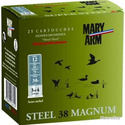 Cartouches Mary Arm Steel 38 Mag Acier Nickelé plomb n1 2 BJ Cal 12