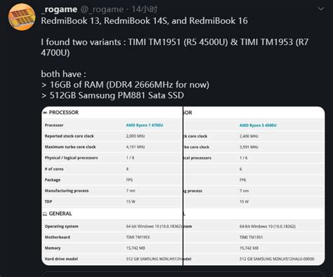 Key specs of two variants of the upcoming Ryzen-powered RedmiBook leak ...