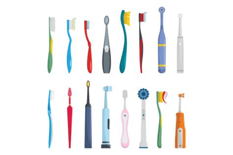 Toothbrush Dental Icons Set Flat Style Graphic By Anatolir56